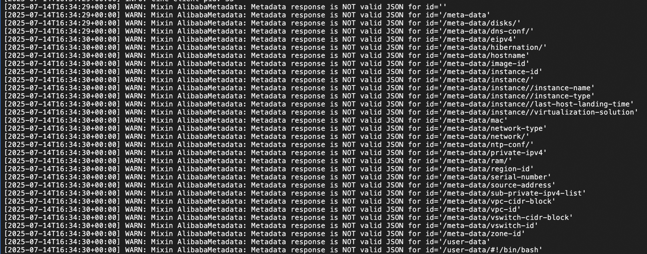 阿里云k8s集群里安装gitlab-ce:16.11.2-ce.0告警Metadata 获取失败